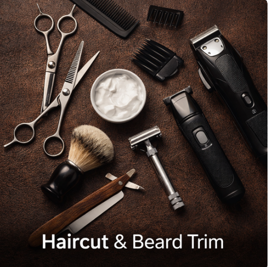 Haircut and Beard Trim & lineup with blade